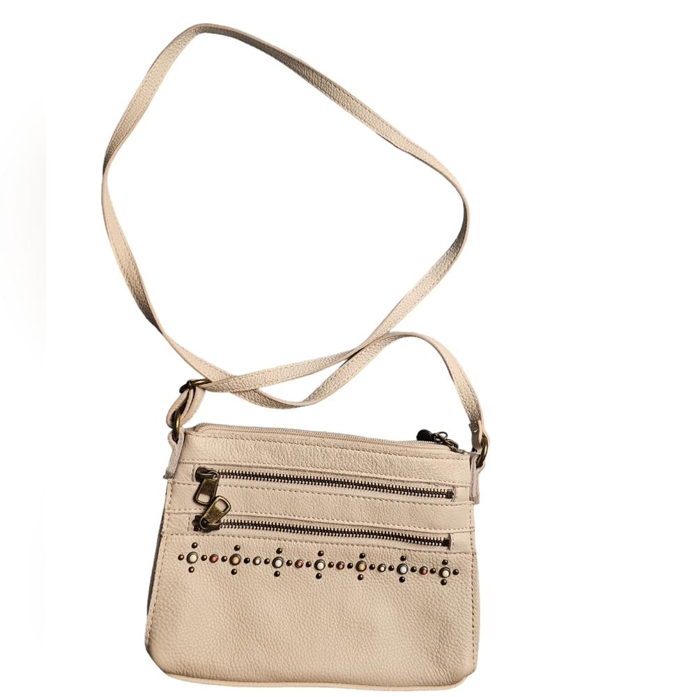 The Sak Beige Crossbody Bag with Stud Details